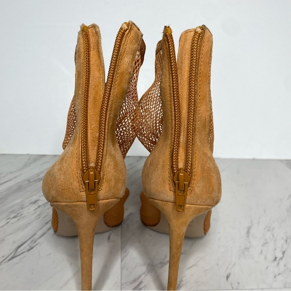 Steve Madden Vielo Orange Fish Net Pointy Toe Heeled Bootie 8 1/2 M - Picture 5 of 16